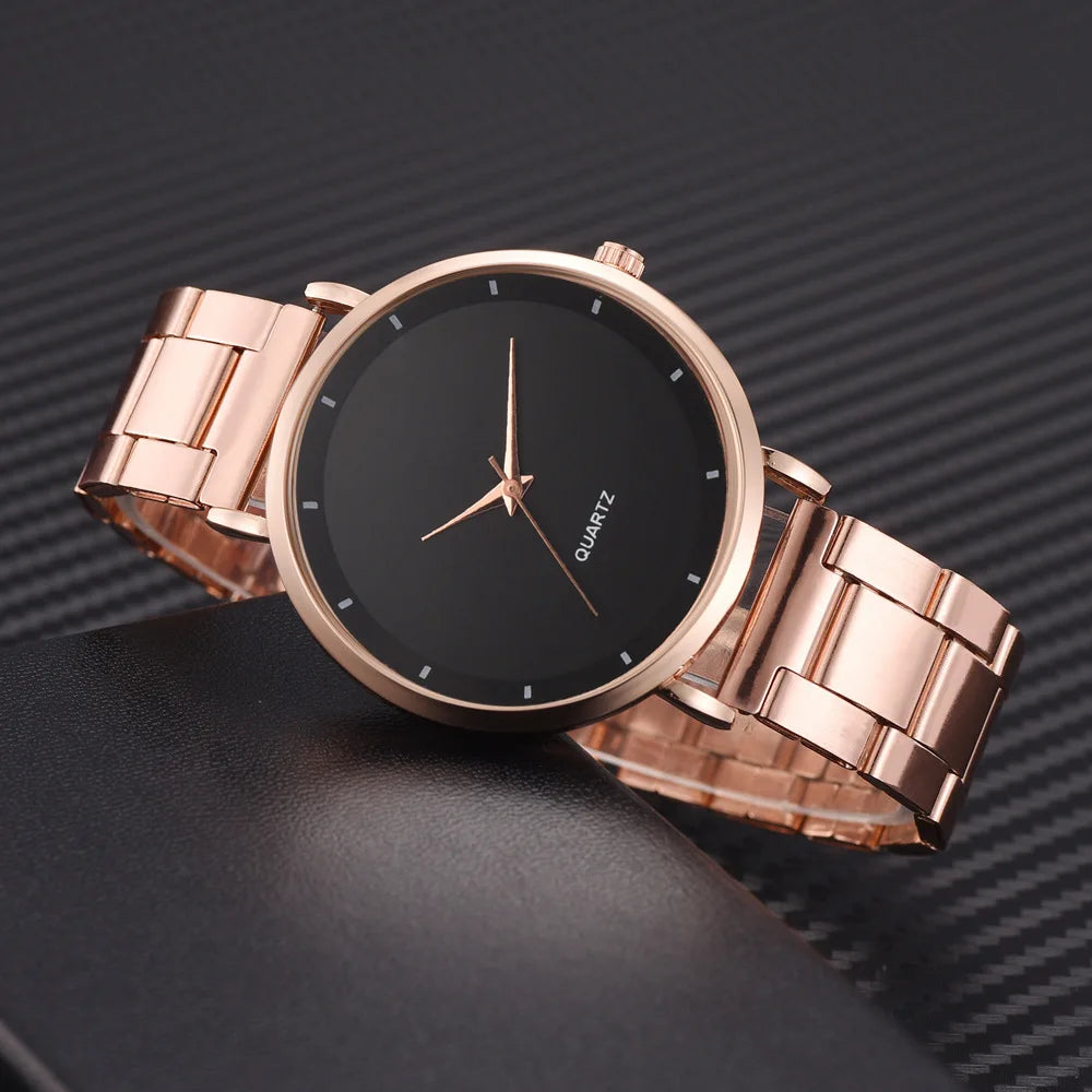 TrenLux Wear Women's Rose Gold Stainless Steel Fashion Business Quartz Wristwatch