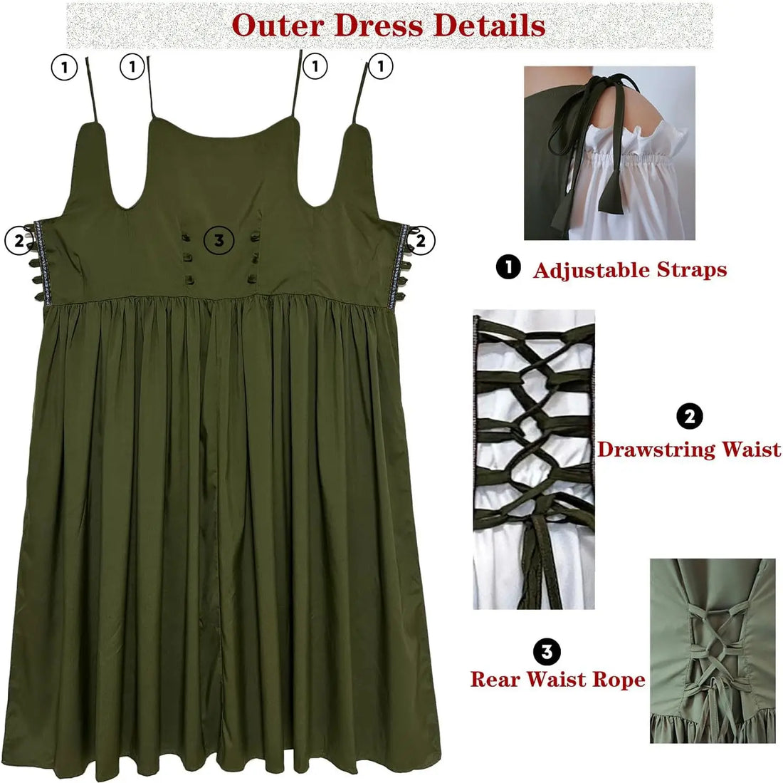 TrenLux Wear Women's Polyester Medieval Renaissance Faire Costume Dress