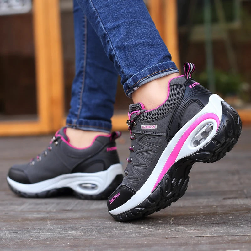 TrenLux Wear Women's PU-EVA Breathable Platform Lace-Up Walking Sneakers