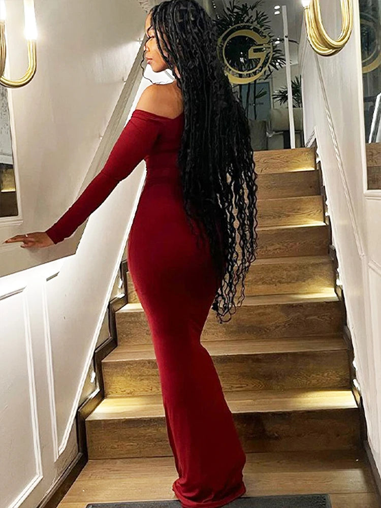 TrenLux Wear Women's Polyester-Elastane Knit One-Shoulder Backless Slim Club Dress
