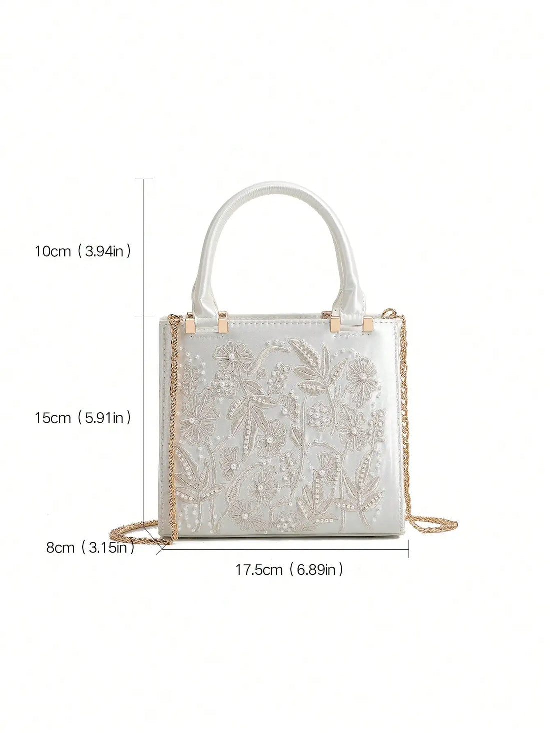 TrenLux Wear Women's Retro Floral Embroidery Chinese Folk Art Pearl Accent Square Crossbody Bag