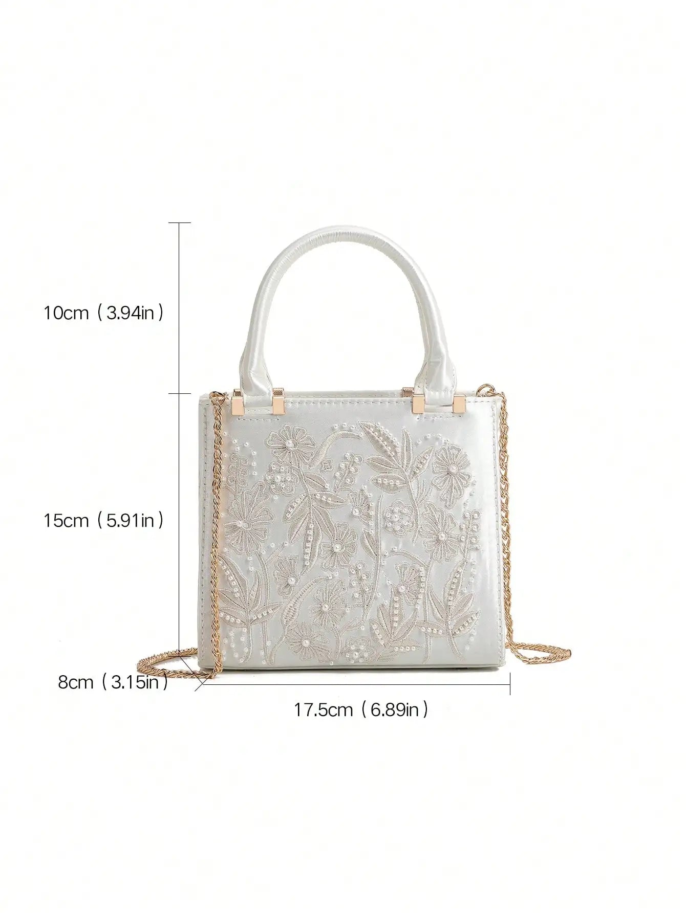 TrenLux Wear Women's Retro Floral Embroidery Chinese Folk Art Pearl Accent Square Crossbody Bag