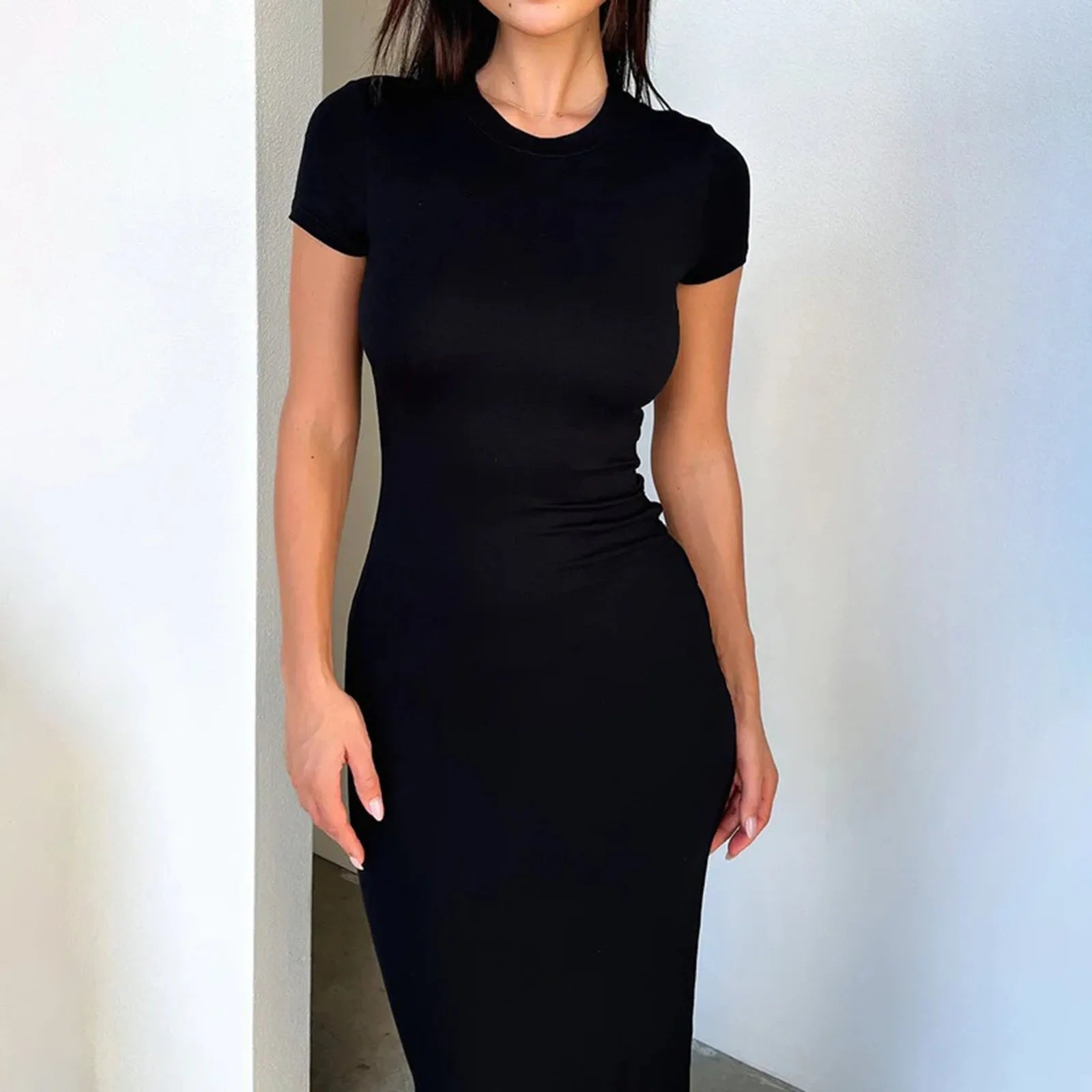 TrenLux Wear Women's Polyester-Elastane Long Sleeve Bodycon Floor-Length Evening Dress