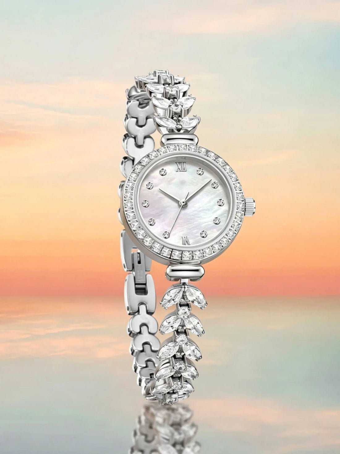 TrenLux Wear Women's Crystal Claw-Setting Luxury Quartz Jewelry Bracelet Wristwatch