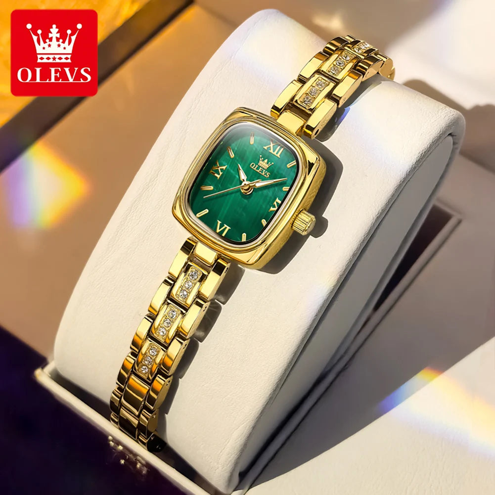 TrenLux Wear OLEVS Women's Luxury Square Bracelet Luminous Waterproof Quartz Dress Watch