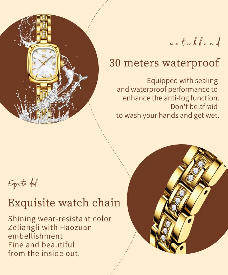 TrenLux Wear OLEVS Women's Luxury Square Bracelet Luminous Waterproof Quartz Dress Watch