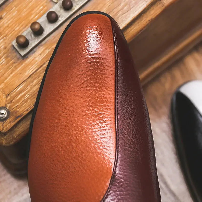 High Quality Patchwork Leather Shoes For Men British Style Yuppie Office Formal Leather Men Social Business Men's Dress Shoes TrenLux Wear