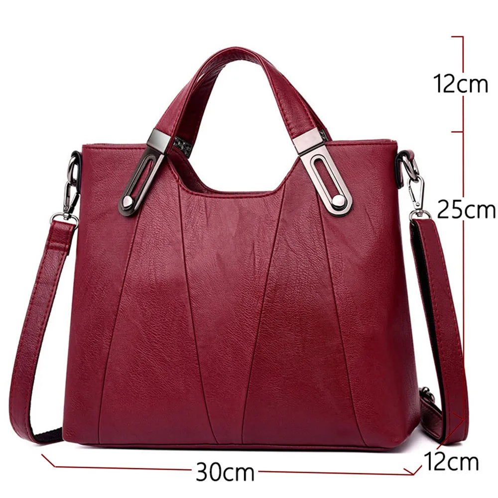TrenLux Wear Women's Luxury PU Leather Multi-Pocket Crossbody Shoulder & Tote Handbag