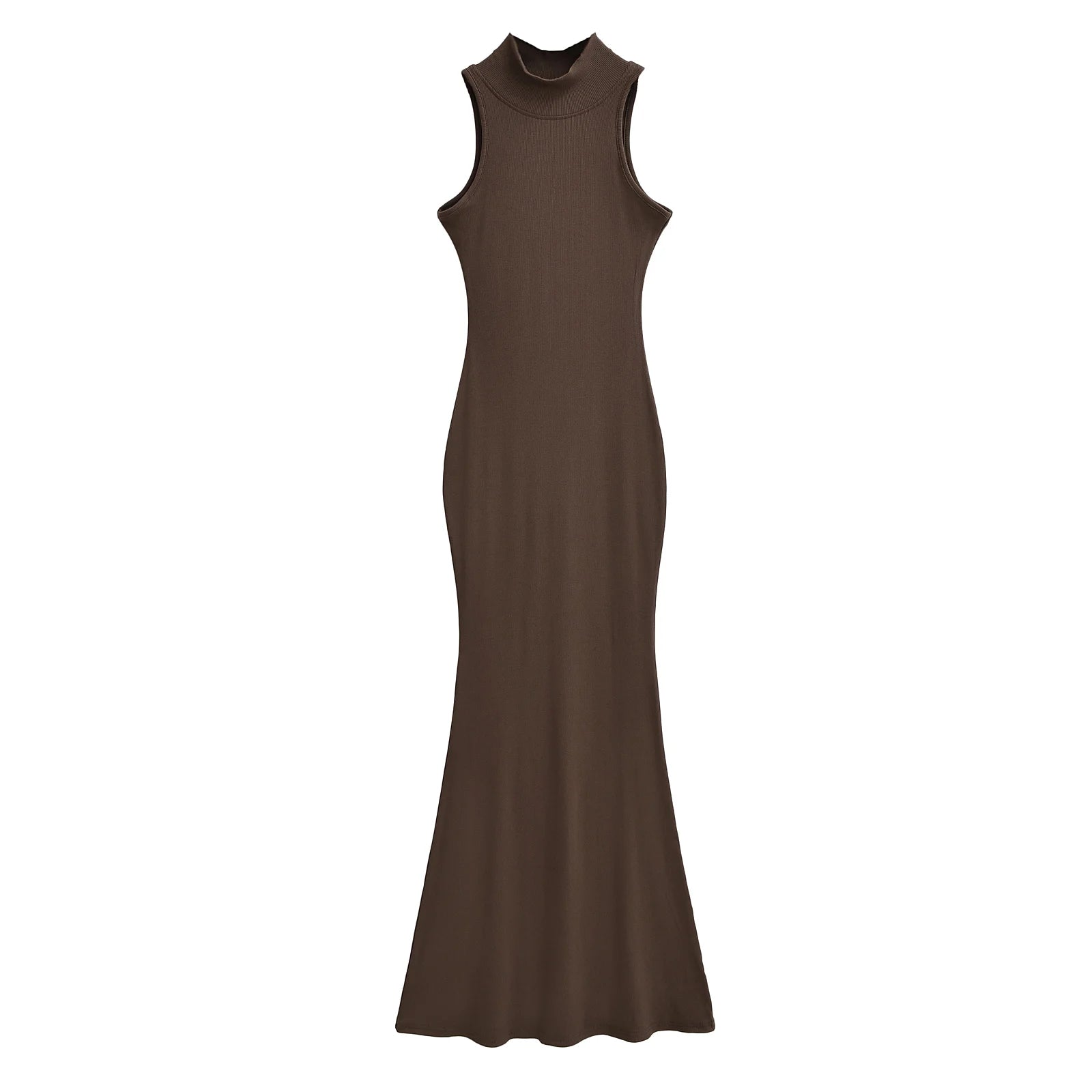 TrenLux Wear Women's Knit Turtleneck Bodycon Ankle-Length Maxi Dress