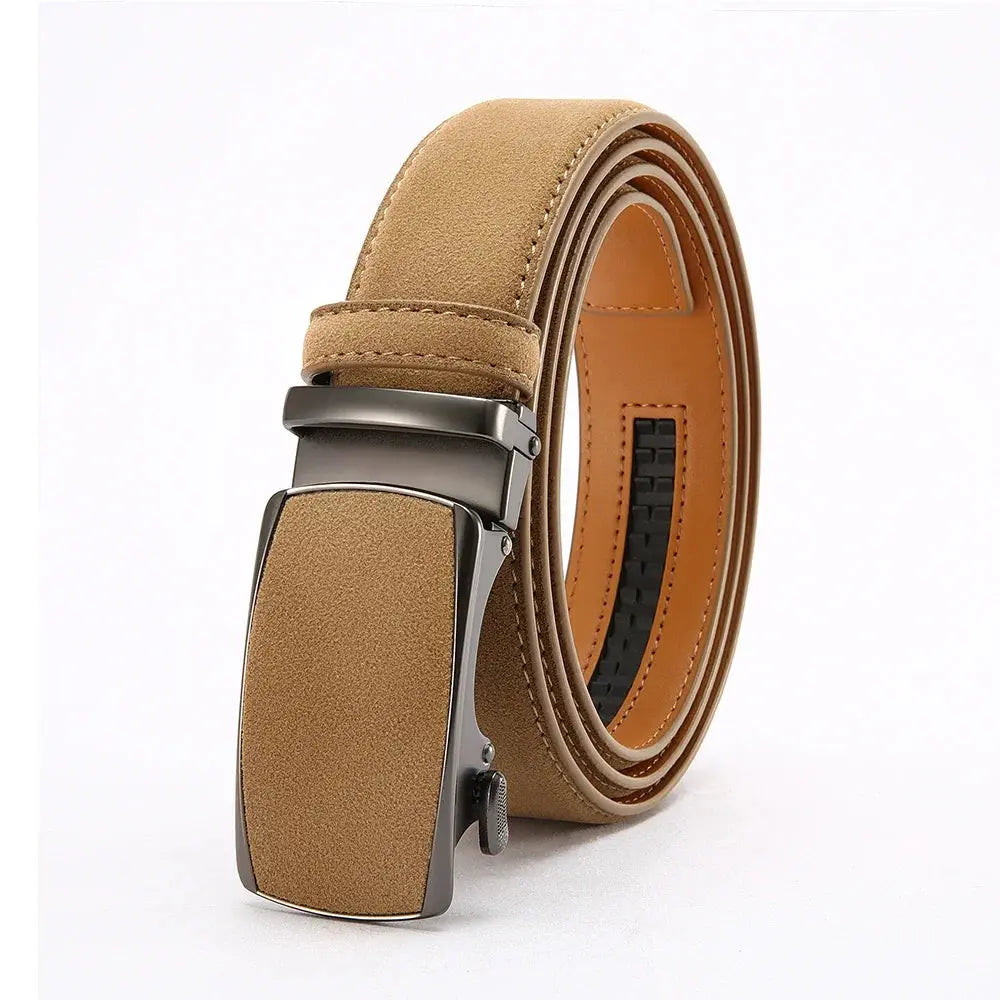 Men's Genuine Leather Belt — Automatic Buckle Adjustable Business Waistband (28–46") TrenLux Wear