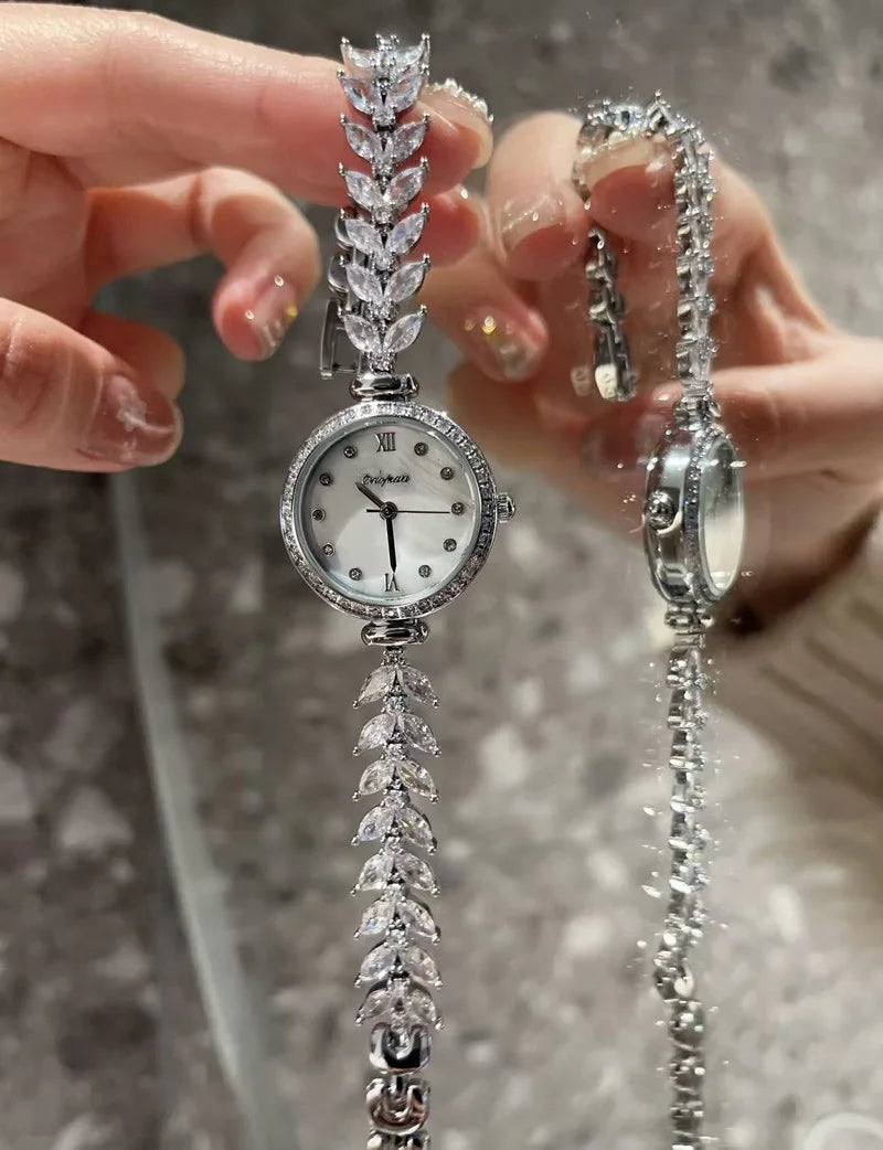 TrenLux Wear Women's Crystal Claw-Setting Luxury Quartz Jewelry Bracelet Wristwatch