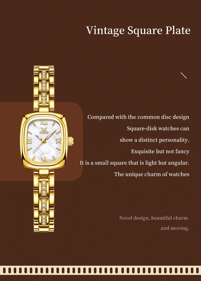 TrenLux Wear OLEVS Women's Luxury Square Bracelet Luminous Waterproof Quartz Dress Watch