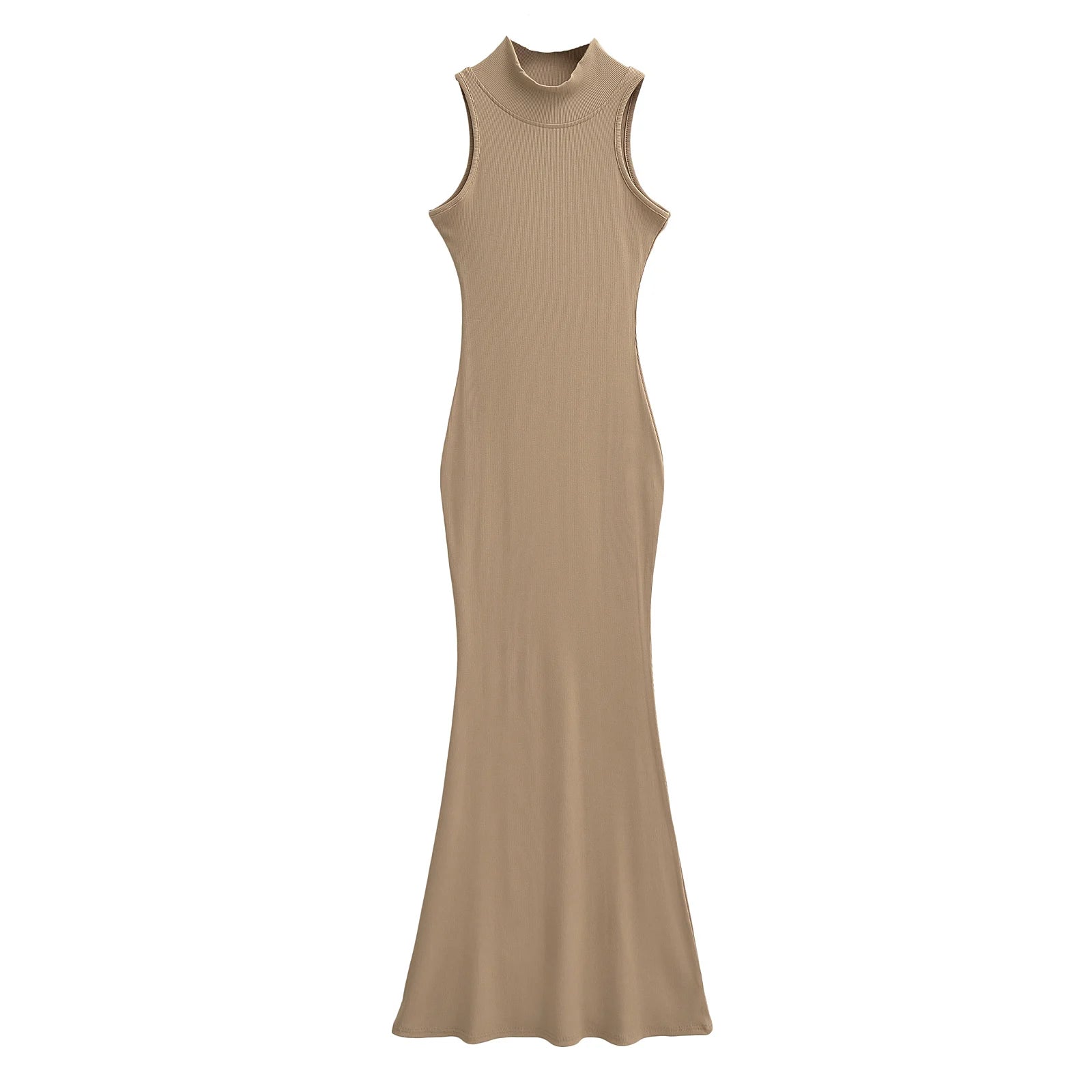 TrenLux Wear Women's Knit Turtleneck Bodycon Ankle-Length Maxi Dress