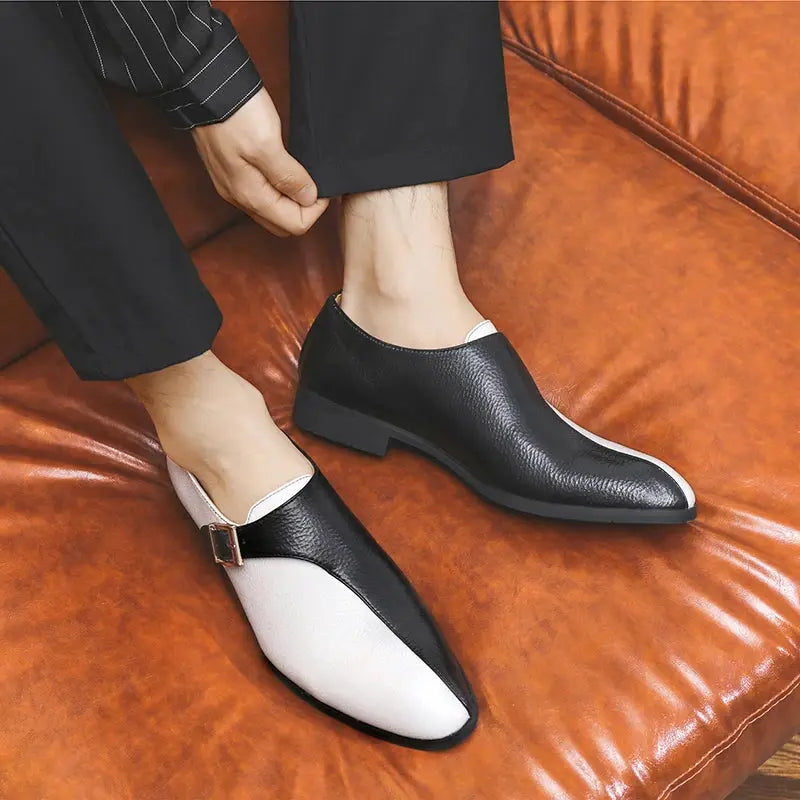 High Quality Patchwork Leather Shoes For Men British Style Yuppie Office Formal Leather Men Social Business Men's Dress Shoes TrenLux Wear