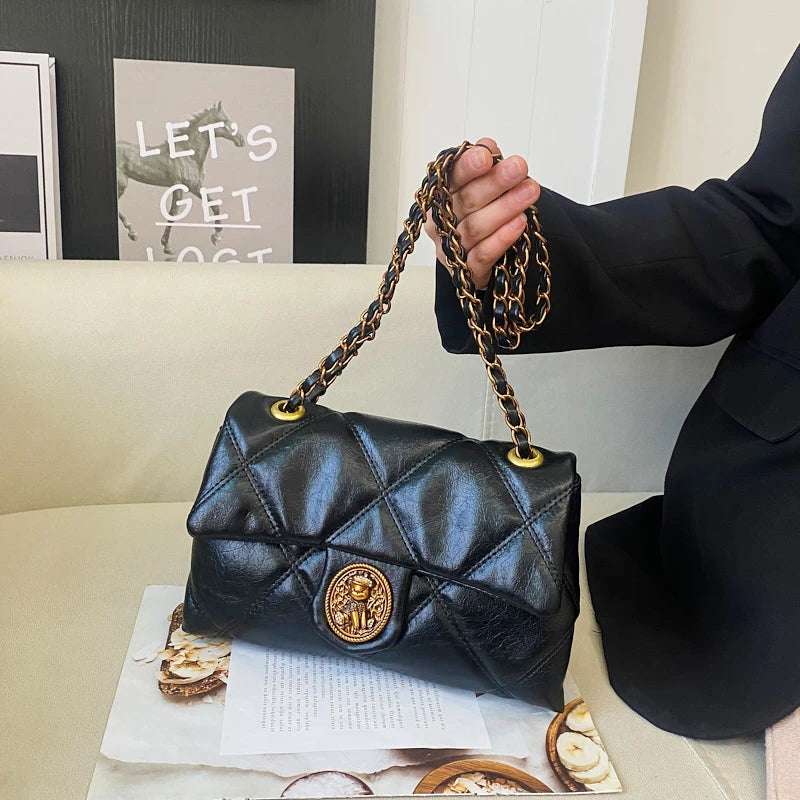 TrenLux Wear Women's Luxury Lingge Pattern PU Leather Designer Underarm Crossbody Shoulder Handbag