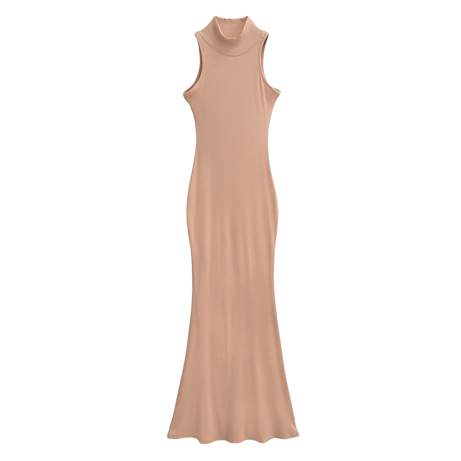 TrenLux Wear Women's Knit Turtleneck Bodycon Ankle-Length Maxi Dress