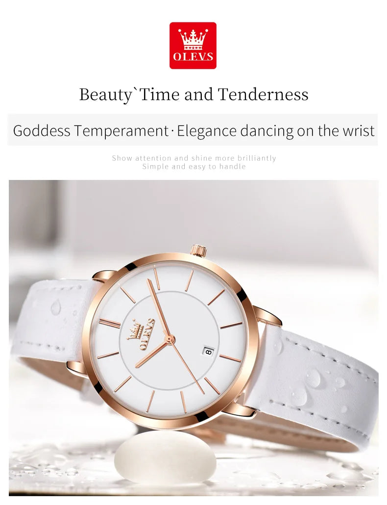 TrenLux Wear OLEVS Women's Rose Gold Luxury Stainless Steel Bracelet Quartz Gift Set