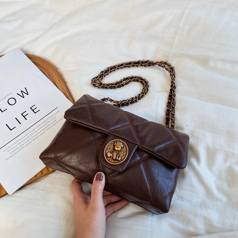 TrenLux Wear Women's Luxury Lingge Pattern PU Leather Designer Underarm Crossbody Shoulder Handbag