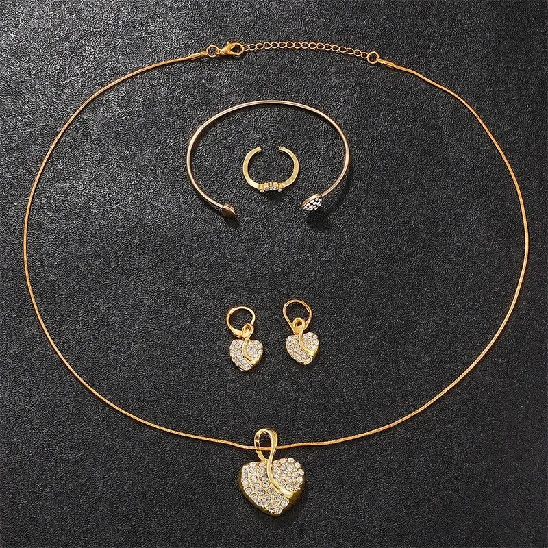 TrenLux Wear Women's Rhinestone Quartz Watch & Jewellery Set — Ring, Necklace & Earrings Luxury Gift