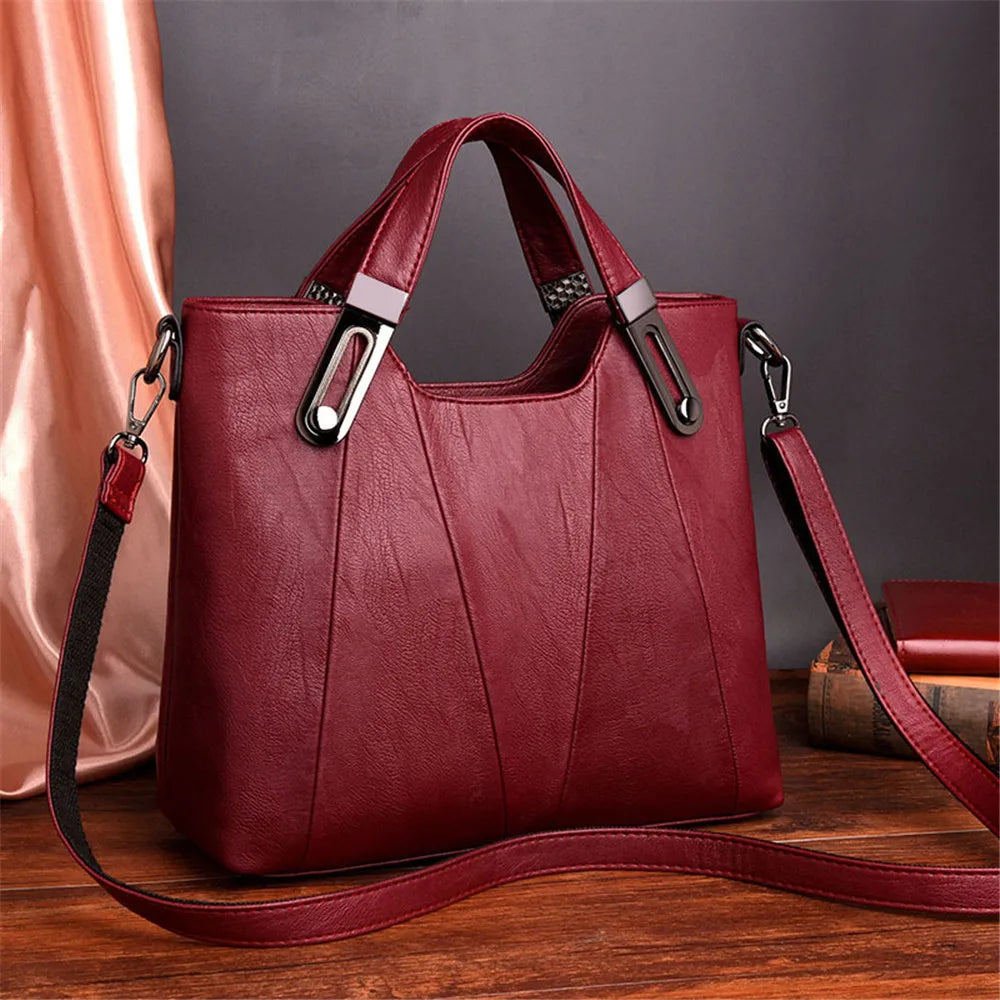 TrenLux Wear Women's Luxury PU Leather Multi-Pocket Crossbody Shoulder & Tote Handbag