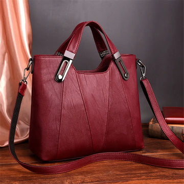 TrenLux Wear Women's Luxury PU Leather Multi-Pocket Crossbody Shoulder & Tote Handbag