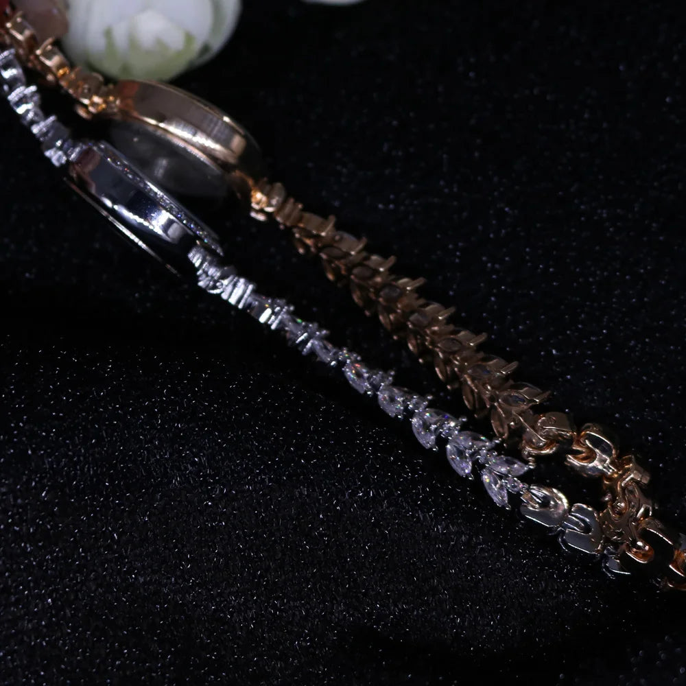TrenLux Wear Women's Crystal Claw-Setting Luxury Quartz Jewelry Bracelet Wristwatch
