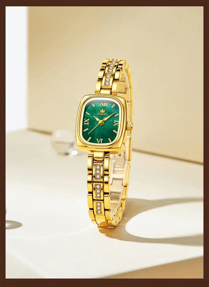TrenLux Wear OLEVS Women's Luxury Square Bracelet Luminous Waterproof Quartz Dress Watch
