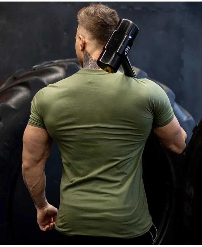 TrenLux Wear Men's Cotton-Elastane Bodybuilding Graphic Gym Streetwear T-Shirt