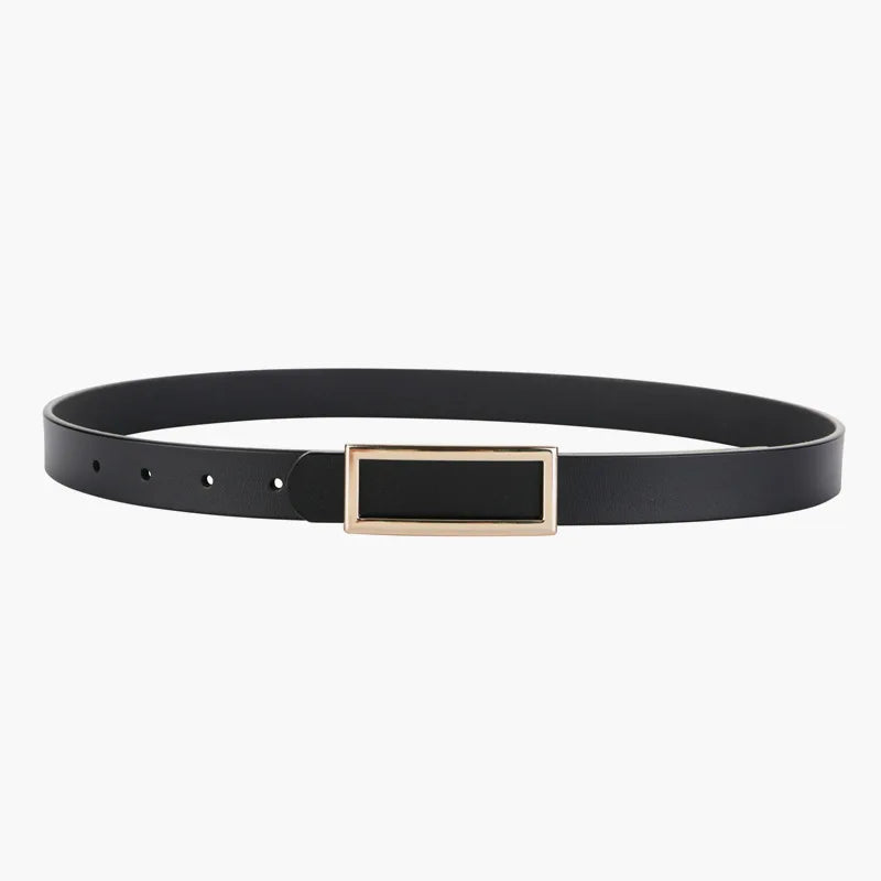 Women's Genuine Leather Belt — Metal Buckle Strap for Jeans & Dresses