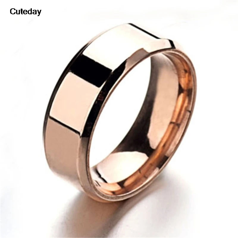 Men's Stainless Steel Band Rings — Black, Gold & Silver Simple Wedding Bands (US Sizes 6–13)