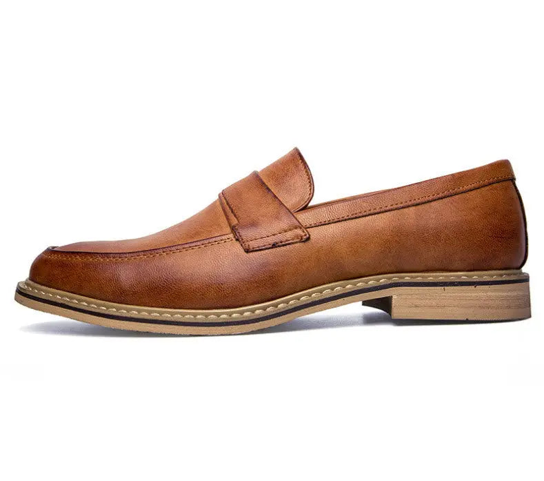 Autumn Men's Formal Leather Shoes, Business Leather Shoes, British Pointed Toe Cuffed Men's Leather Shoes TrenLux Wear