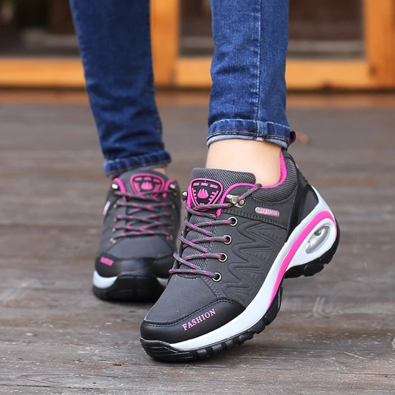 TrenLux Wear Women's PU-EVA Breathable Platform Lace-Up Walking Sneakers
