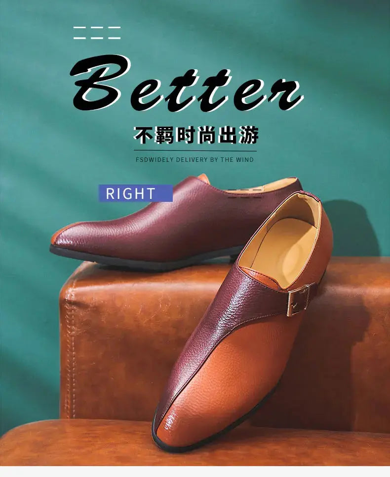 High Quality Patchwork Leather Shoes For Men British Style Yuppie Office Formal Leather Men Social Business Men's Dress Shoes TrenLux Wear