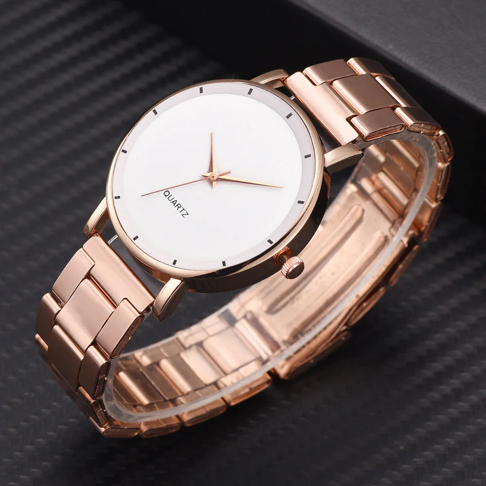 TrenLux Wear Women's Rose Gold Stainless Steel Fashion Business Quartz Wristwatch
