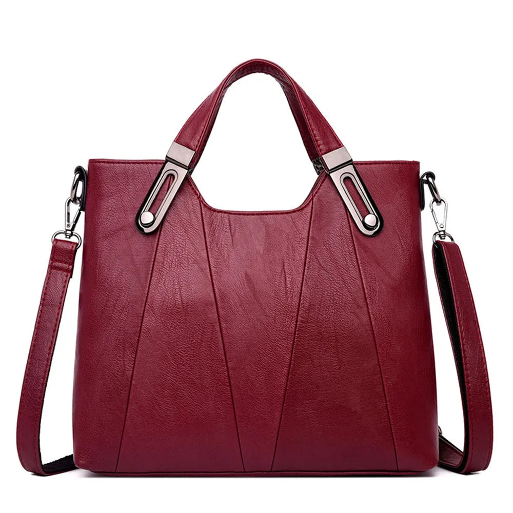TrenLux Wear Women's Luxury PU Leather Multi-Pocket Crossbody Shoulder & Tote Handbag