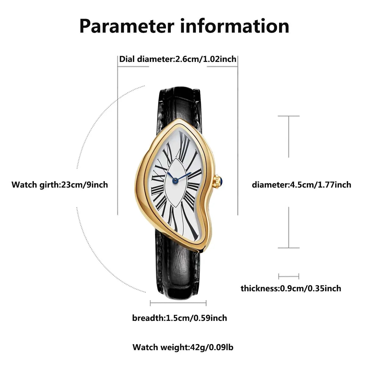TrenLux Wear Women's Retro Y2K Irregular Creative Alloy Case Leather Strap Quartz Watch