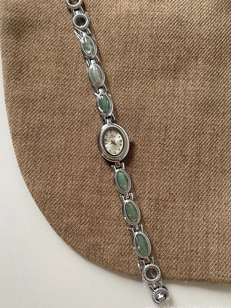 TrenLux Wear Women's Luxury Jade Green Jewelry Bracelet Quartz Dress Wristwatch