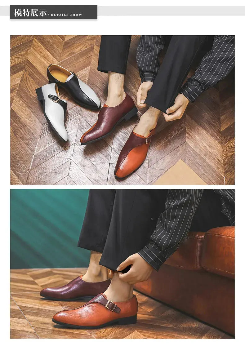 High Quality Patchwork Leather Shoes For Men British Style Yuppie Office Formal Leather Men Social Business Men's Dress Shoes TrenLux Wear