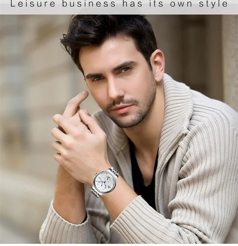 TrenLux Wear Men's Luxury Automatic Mechanical Military Style Waterproof Wristwatch