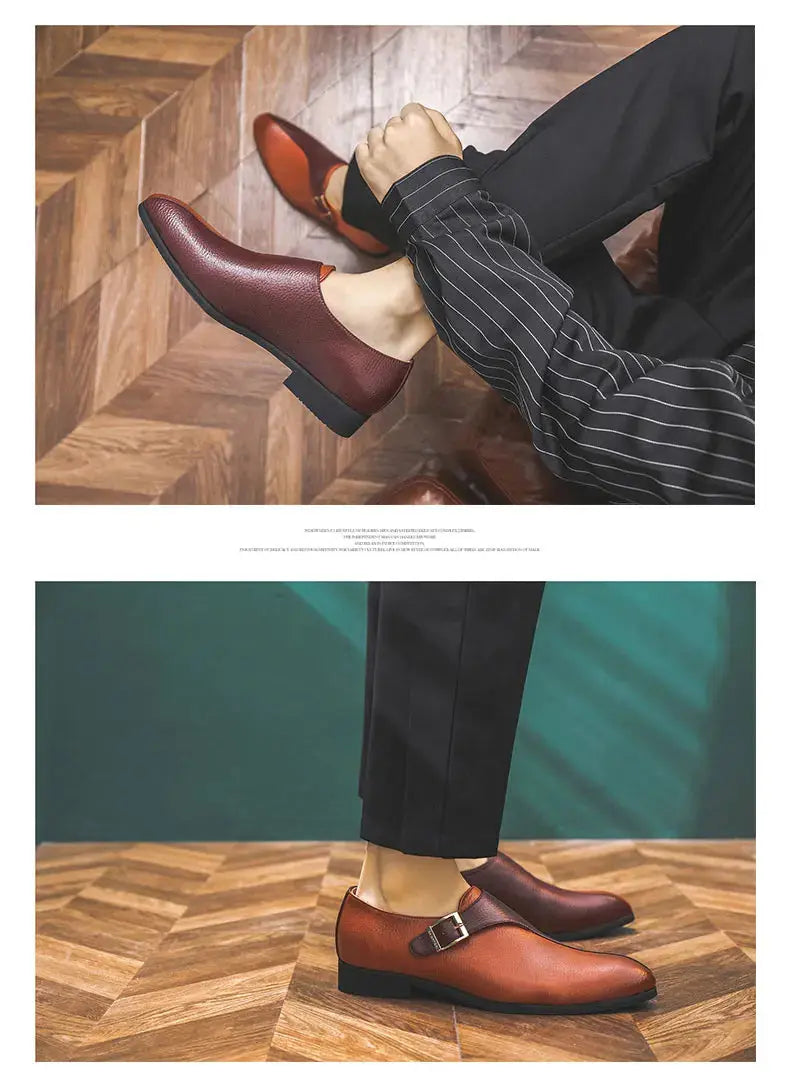 High Quality Patchwork Leather Shoes For Men British Style Yuppie Office Formal Leather Men Social Business Men's Dress Shoes TrenLux Wear