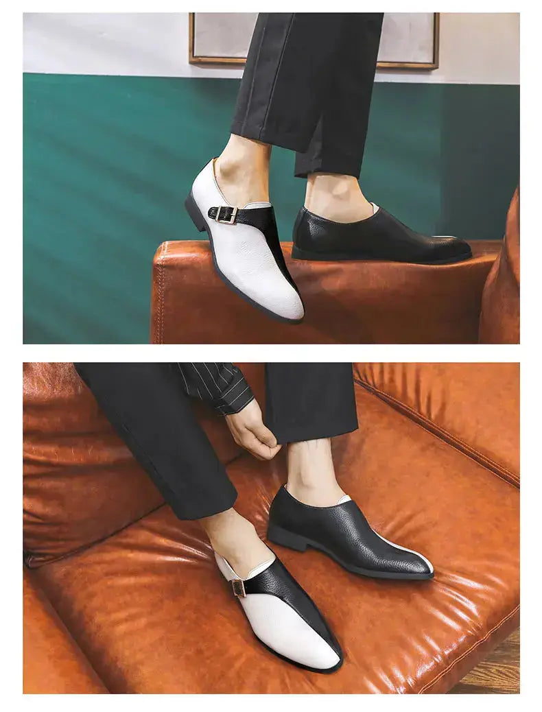 High Quality Patchwork Leather Shoes For Men British Style Yuppie Office Formal Leather Men Social Business Men's Dress Shoes TrenLux Wear