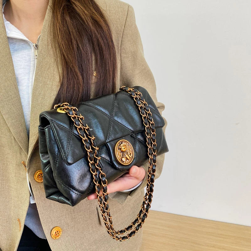 TrenLux Wear Women's Luxury Lingge Pattern PU Leather Designer Underarm Crossbody Shoulder Handbag