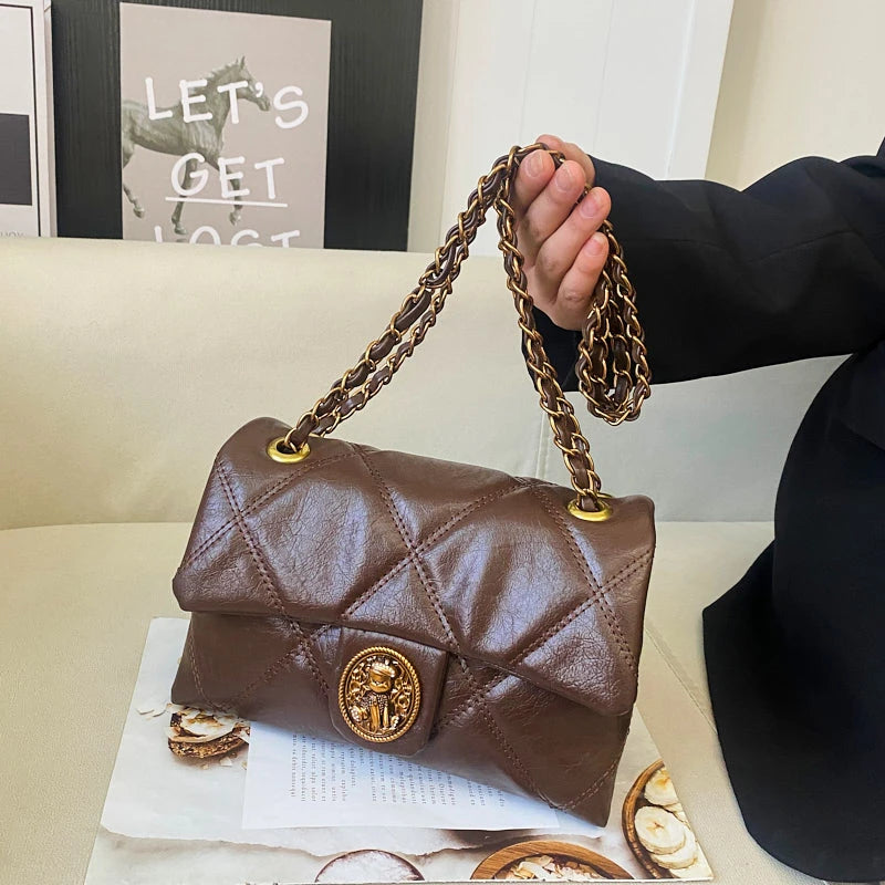 TrenLux Wear Women's Luxury Lingge Pattern PU Leather Designer Underarm Crossbody Shoulder Handbag