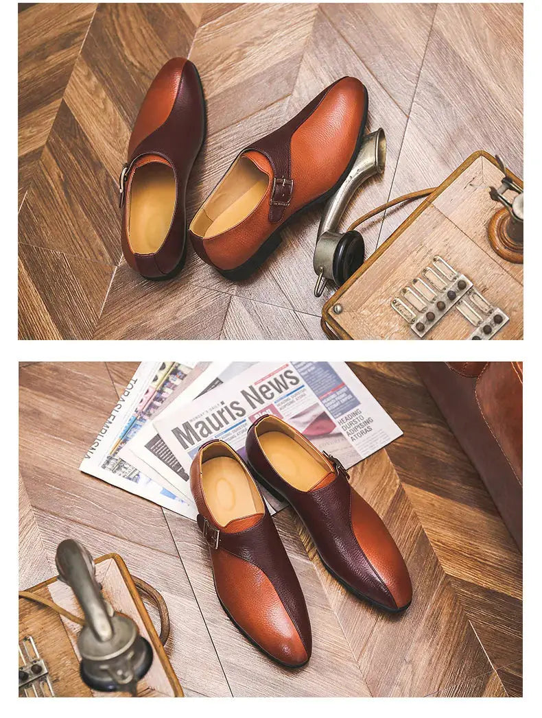 High Quality Patchwork Leather Shoes For Men British Style Yuppie Office Formal Leather Men Social Business Men's Dress Shoes TrenLux Wear