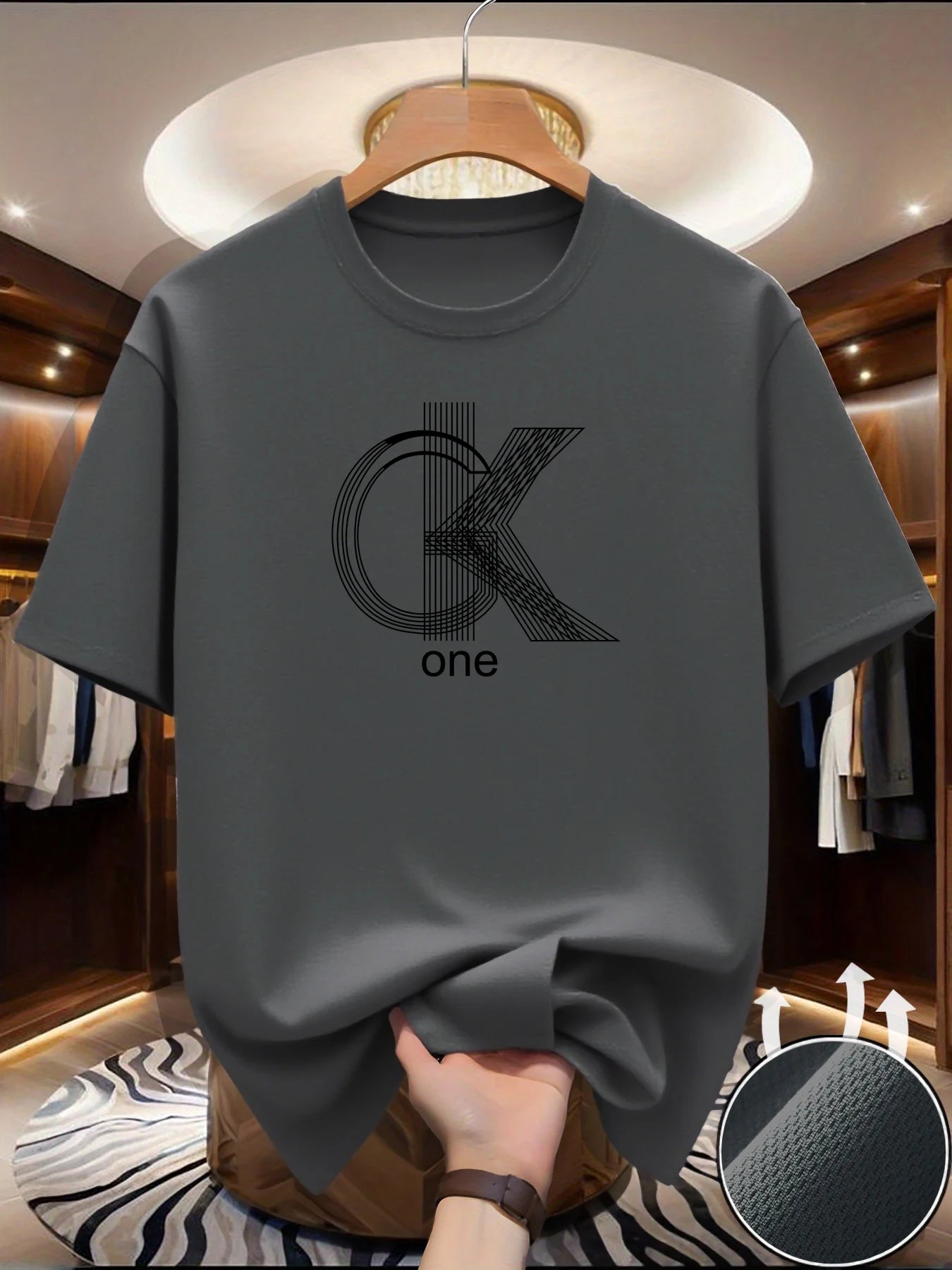 TrenLux Wear Men's Polyester Knit Graphic Print Crew Neck Casual T-Shirt
