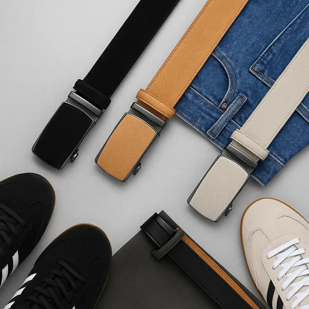 Men's Genuine Leather Belt — Automatic Buckle Adjustable Business Waistband (28–46") TrenLux Wear