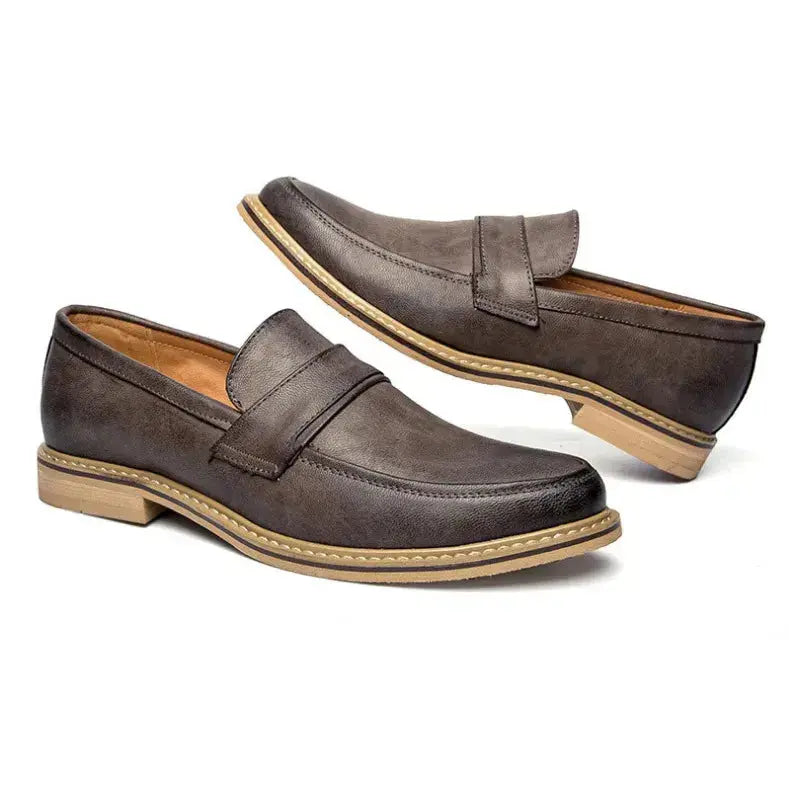 Autumn Men's Formal Leather Shoes, Business Leather Shoes, British Pointed Toe Cuffed Men's Leather Shoes TrenLux Wear
