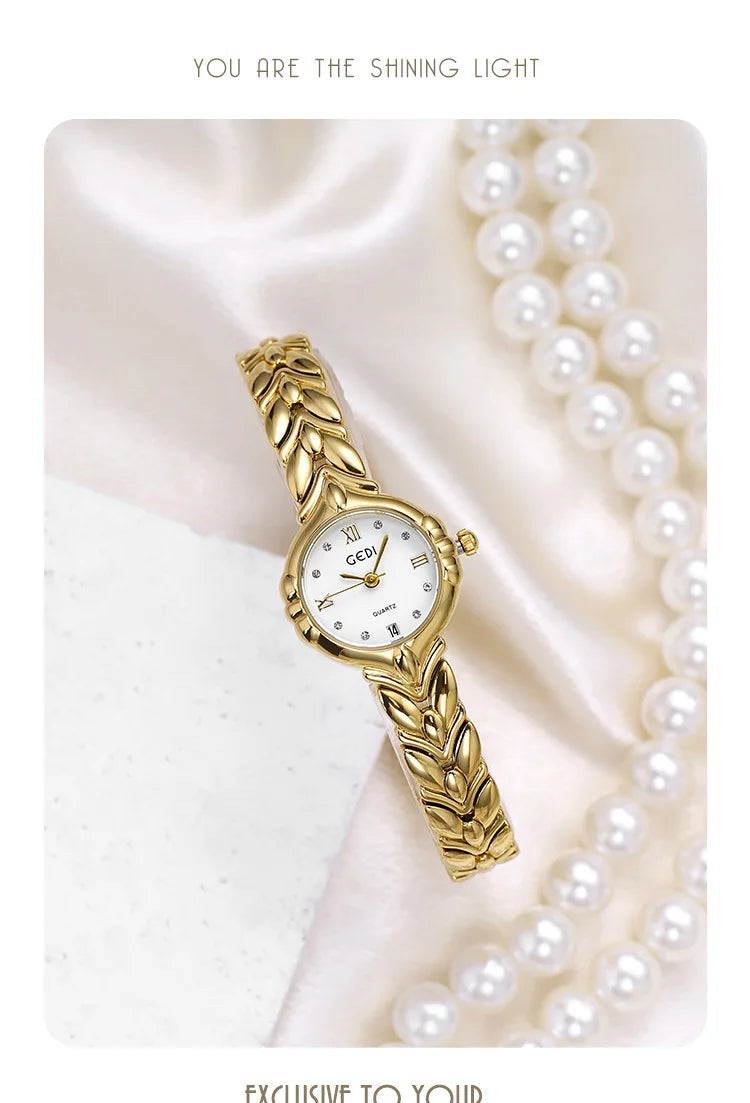 TrenLux Wear Women's Elegant Oval Stylish Alloy Bracelet Adjustable Clasp Quartz Watch