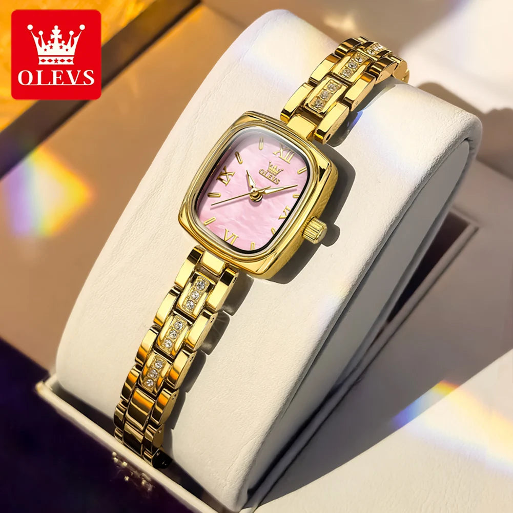 TrenLux Wear OLEVS Women's Luxury Square Bracelet Luminous Waterproof Quartz Dress Watch