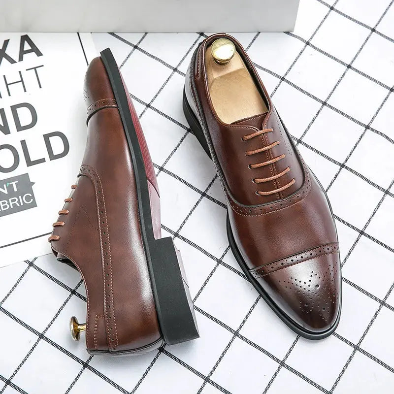 2025 British Style Business Fashionable and Casual Pointed Toe Men's Leather Shoes TrenLux Wear